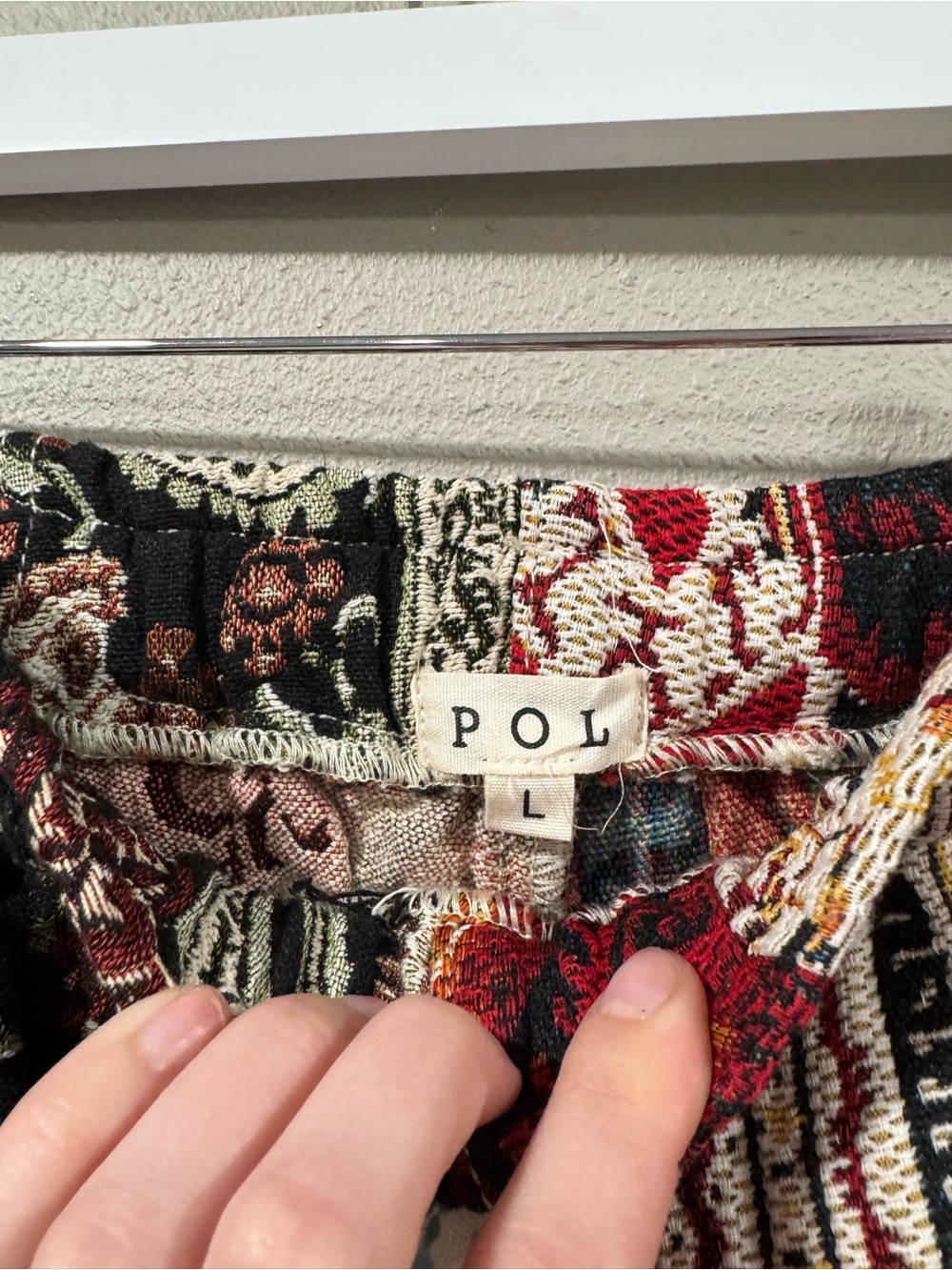 POL Multicolor Red Black Cream Green Patterned Woven - Picture 3 of 5